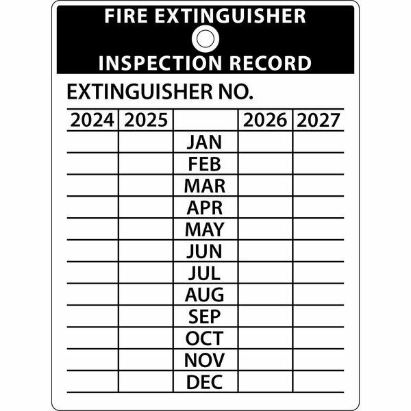 Lustre-Cal Fire Extinguisher Tags 20mil Alum 3in x 2.25in  4 Year, 10PK 253542Mh0KFIRE